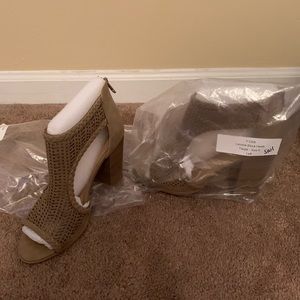 Taupe block heels